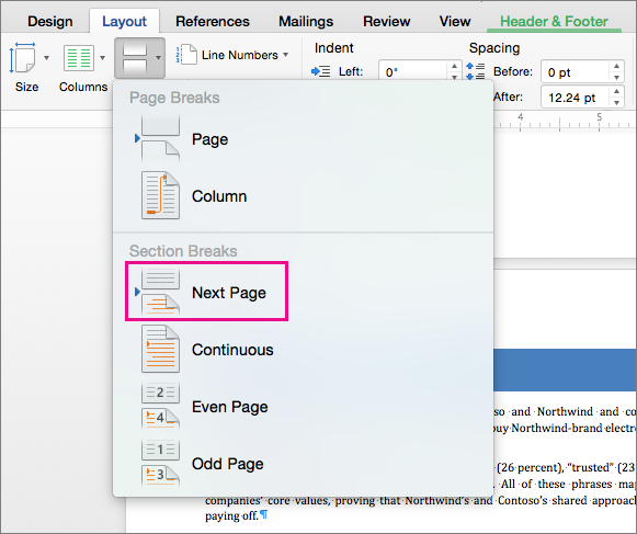 insert page breaks excel for mac